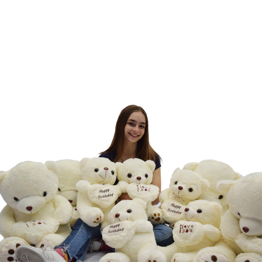 PLÜSCHTIER Bär hält Herz Teddy 70cm - Weiß, Textil (30/40cm) - Vercart