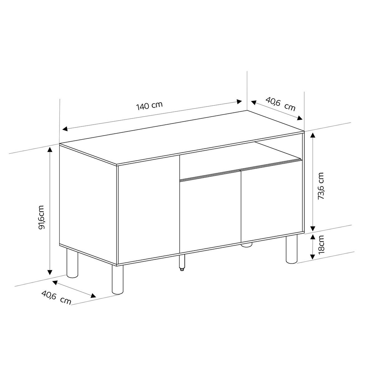 KOMMODE SENA mit Schränken - Naturfarben, Holzwerkstoff (140/91.6/40.6cm) - Idohome