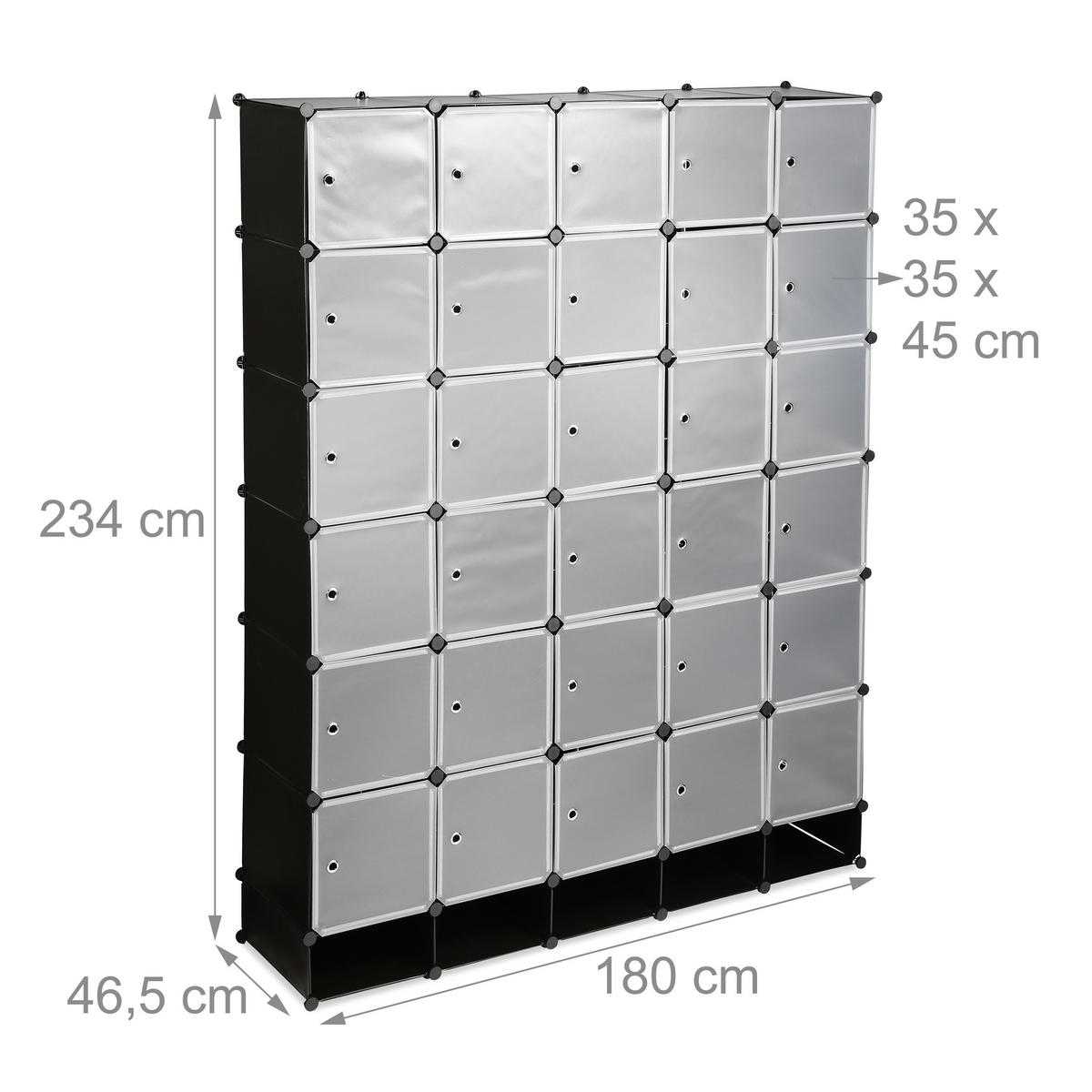 KLEIDERSCHRANK - Schwarz, Kunststoff/Metall (180/234/46.5cm) - Relaxdays