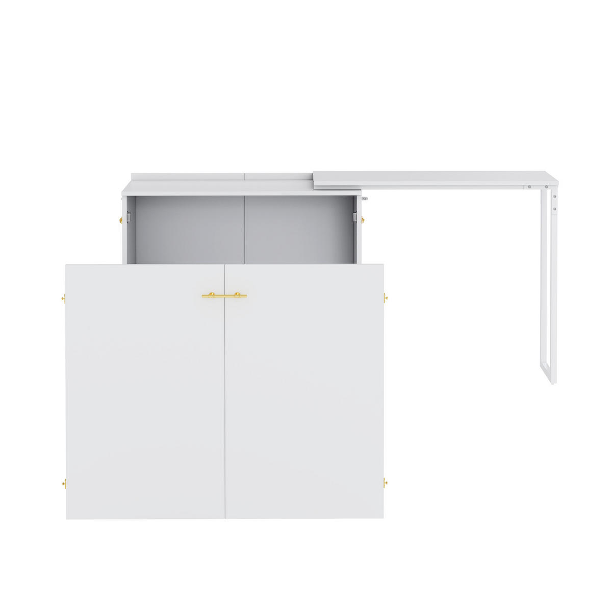 SCHRANKBETT Klappbett 90/200 cm aus Metall und Holz mit drehbarem Schreibtisch und Matratze Weiß/Holzfarbe - Weiß, Metall (90/200cm) - Modenvie