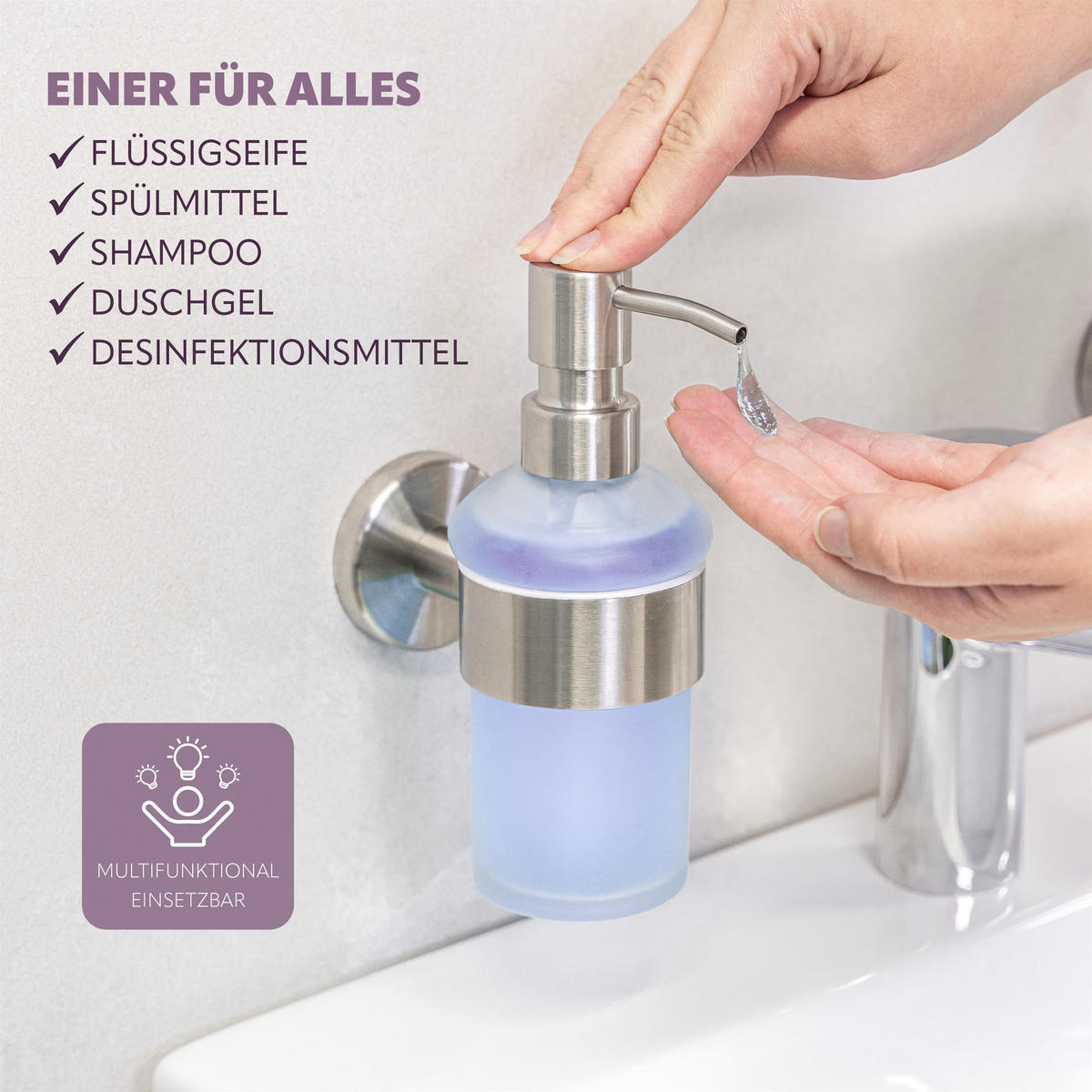 SEIFENSPENDER PIAZZA, Edelstahl, matt - Edelstahlfarben, Metall (7/18/11cm) - bremermann