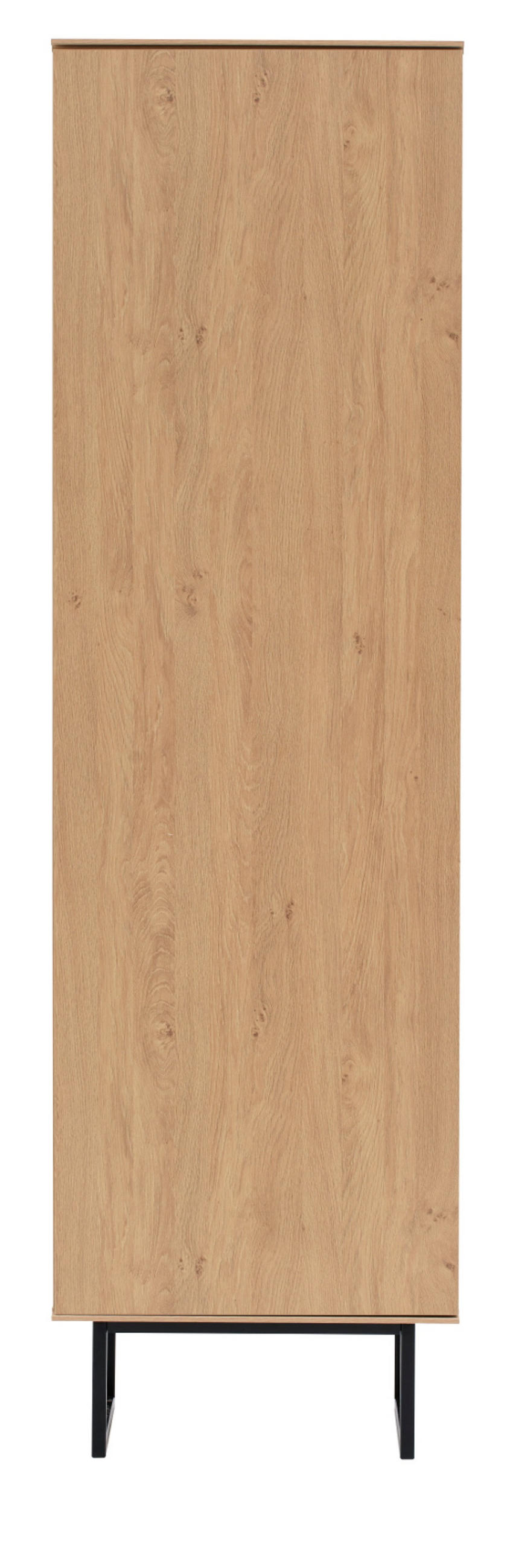 GARDEROBENSCHRANK Stone Eiche 58 x 200 cm, großer Schuhschrank mit Push-to-Open - Eichefarben/Schwarz, Holzwerkstoff/Metall (58/200/40cm) - Furn.Design