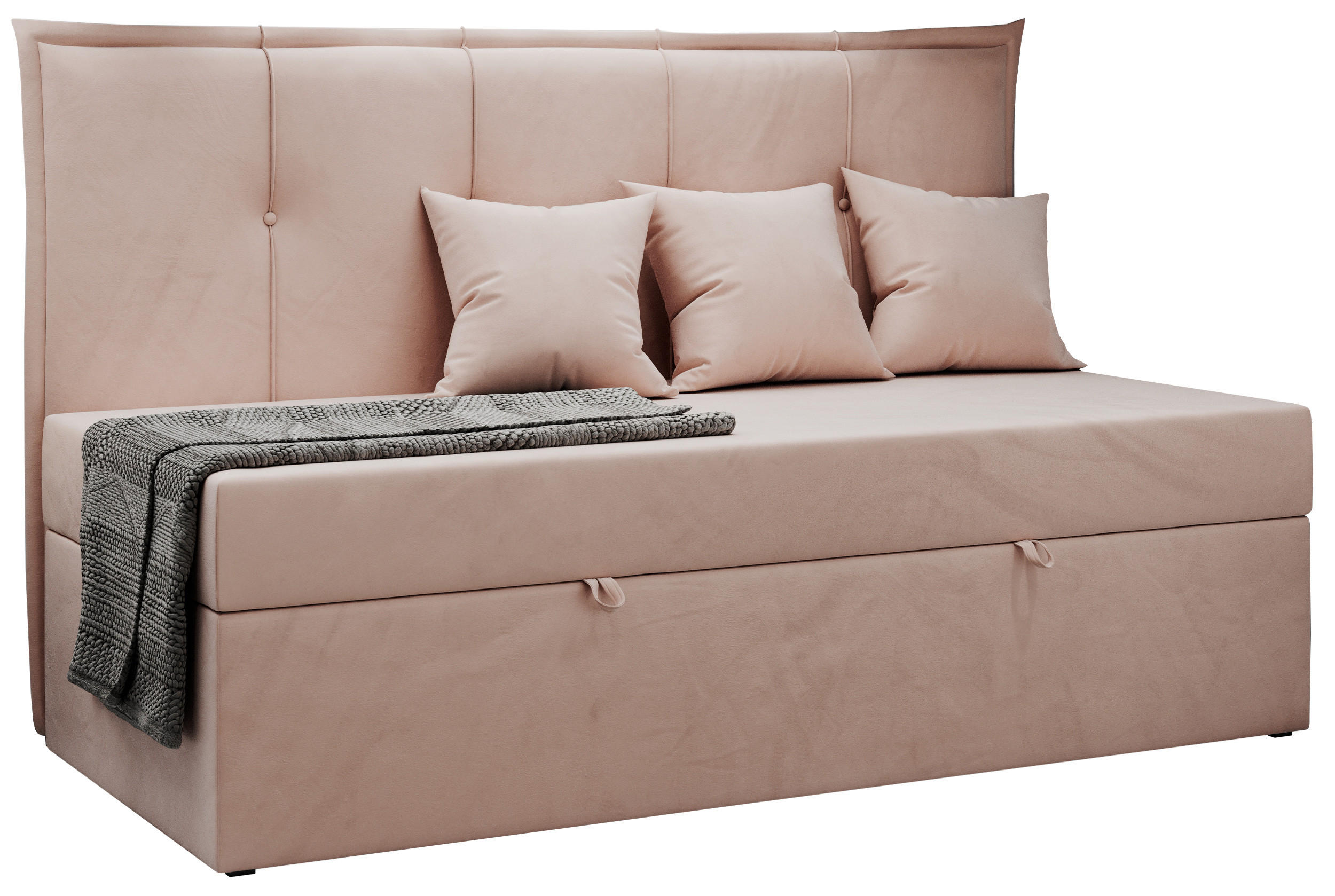 BOXBETT BANCO 90/200 Rosa Velvet - H3 - Rosa, Holz/Textil (90/200cm) - MKS
