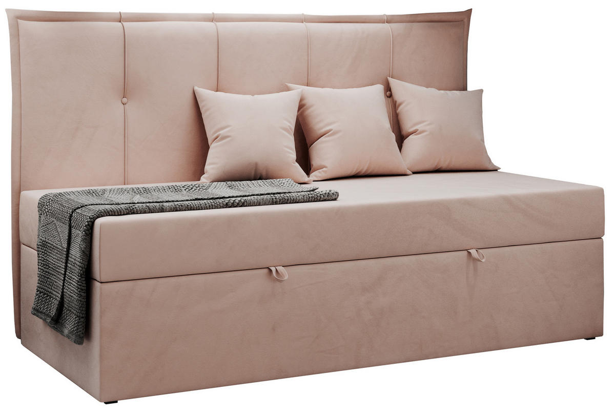 BOXBETT BANCO 90/200 Rosa Velvet - H3 - Rosa, Holz/Textil (90/200cm) - MKS