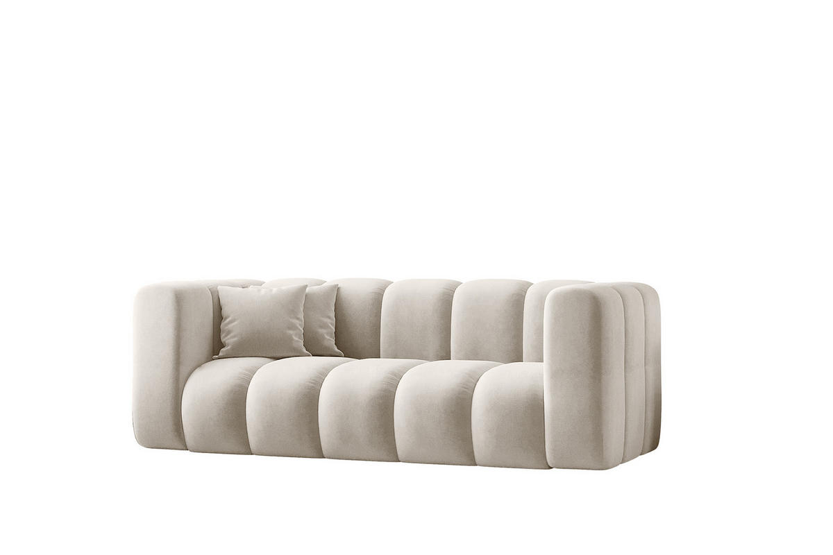 COUCH Sofa, Zweisitzer-Sofa Grand Modular Stoff Salvador Hellgrau - Creme, Holz (197/70/91cm) - Kaiser Möbel