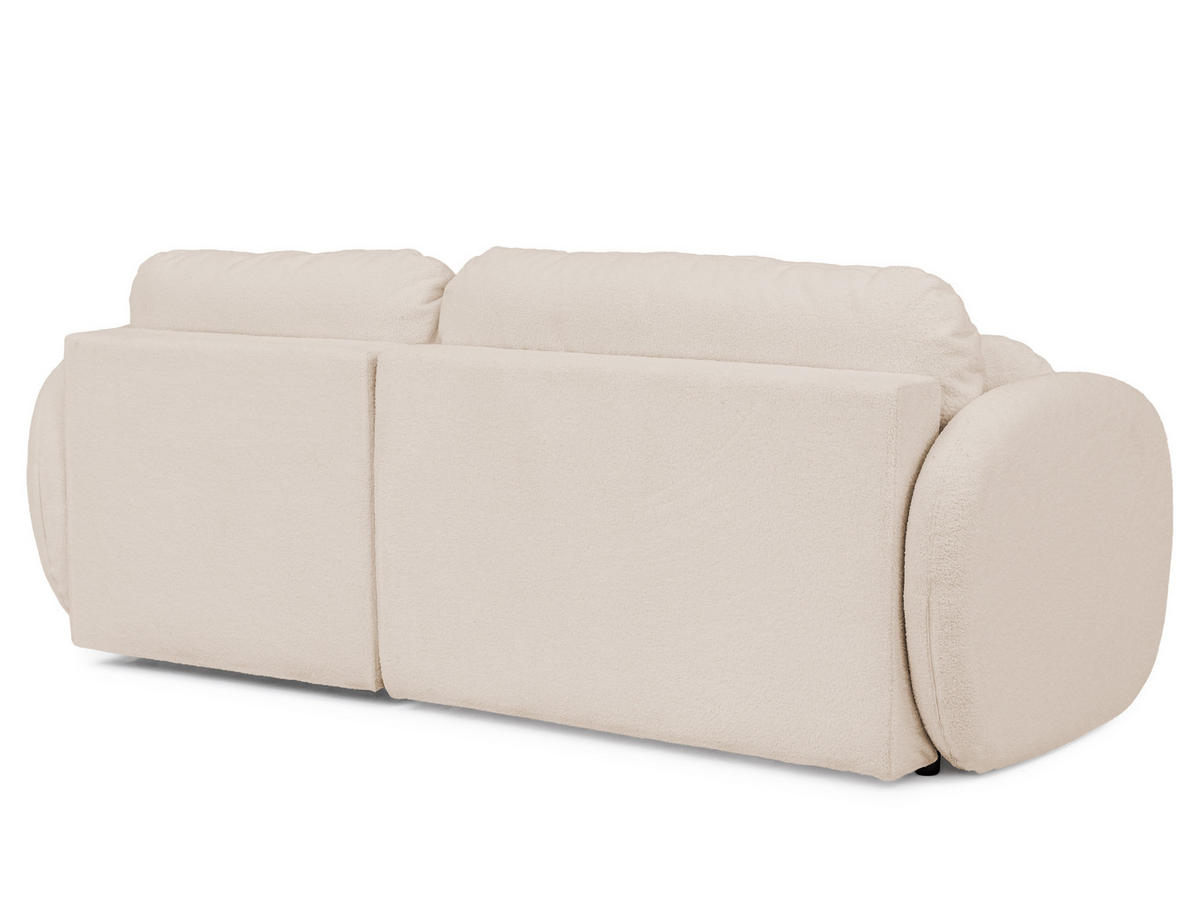 ECKSOFA Candy mit Schlaffunktion Hellbeige Bouclé-Stoff - Ottomane rechts - Beige/Schwarz, Holz/Kunststoff (146/230cm) - S-Style Möbel