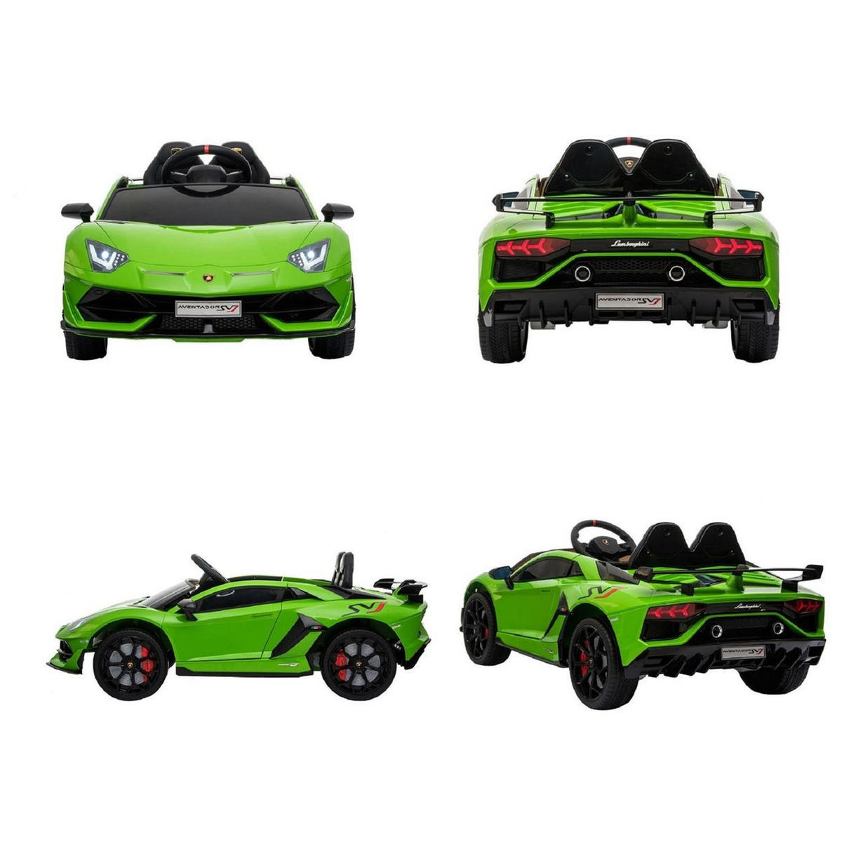 ELEKTROAUTO Lamborghini Aventador SVJ grün EVA-Reifen, Kunstledersitz, 2x 35 Watt Motoren, 12V 7Ah Akku, Radio - Grün, Kunststoff (123/66/45cm) - Es-Toys