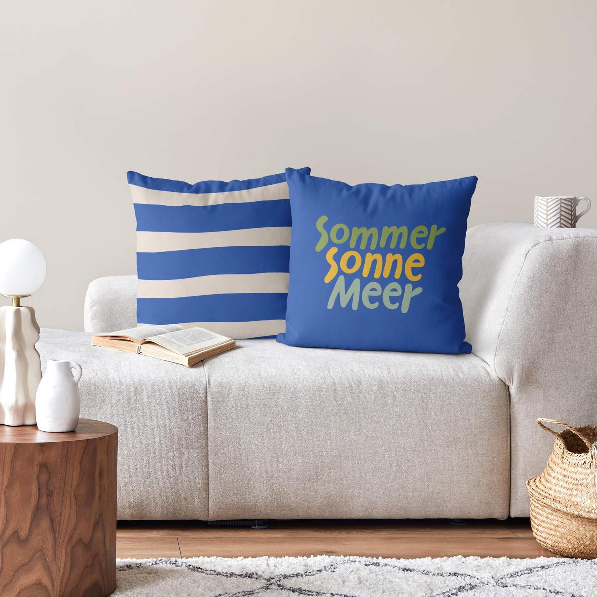 DEKOKISSEN 2er-Set Sommerurlaub Duo VI 50/50 cm - Blau, Textil (50/50cm) - Bilderwelten