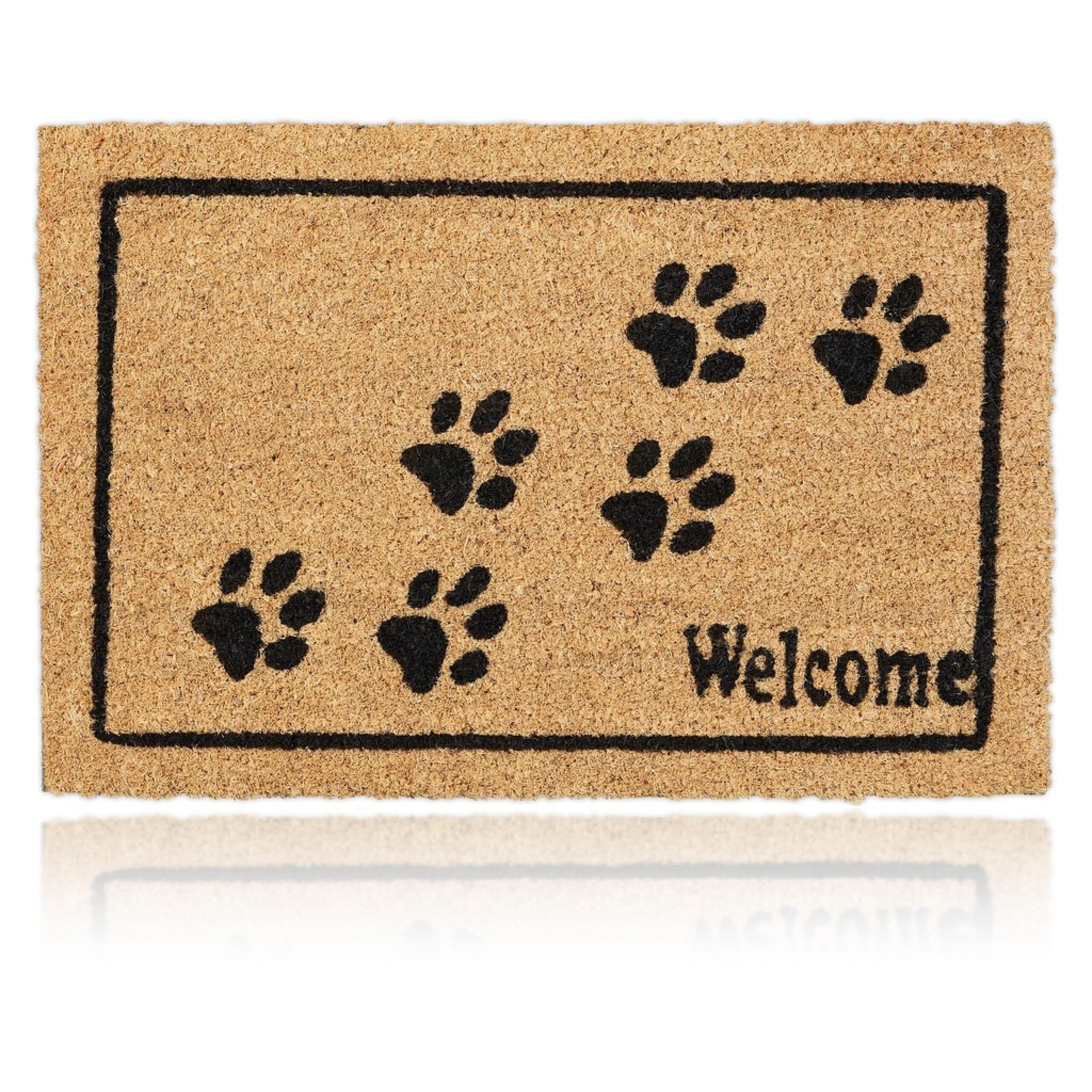 PREȘ Natural Negru fibră de cocos antiderapant Welcome 60x40 cm