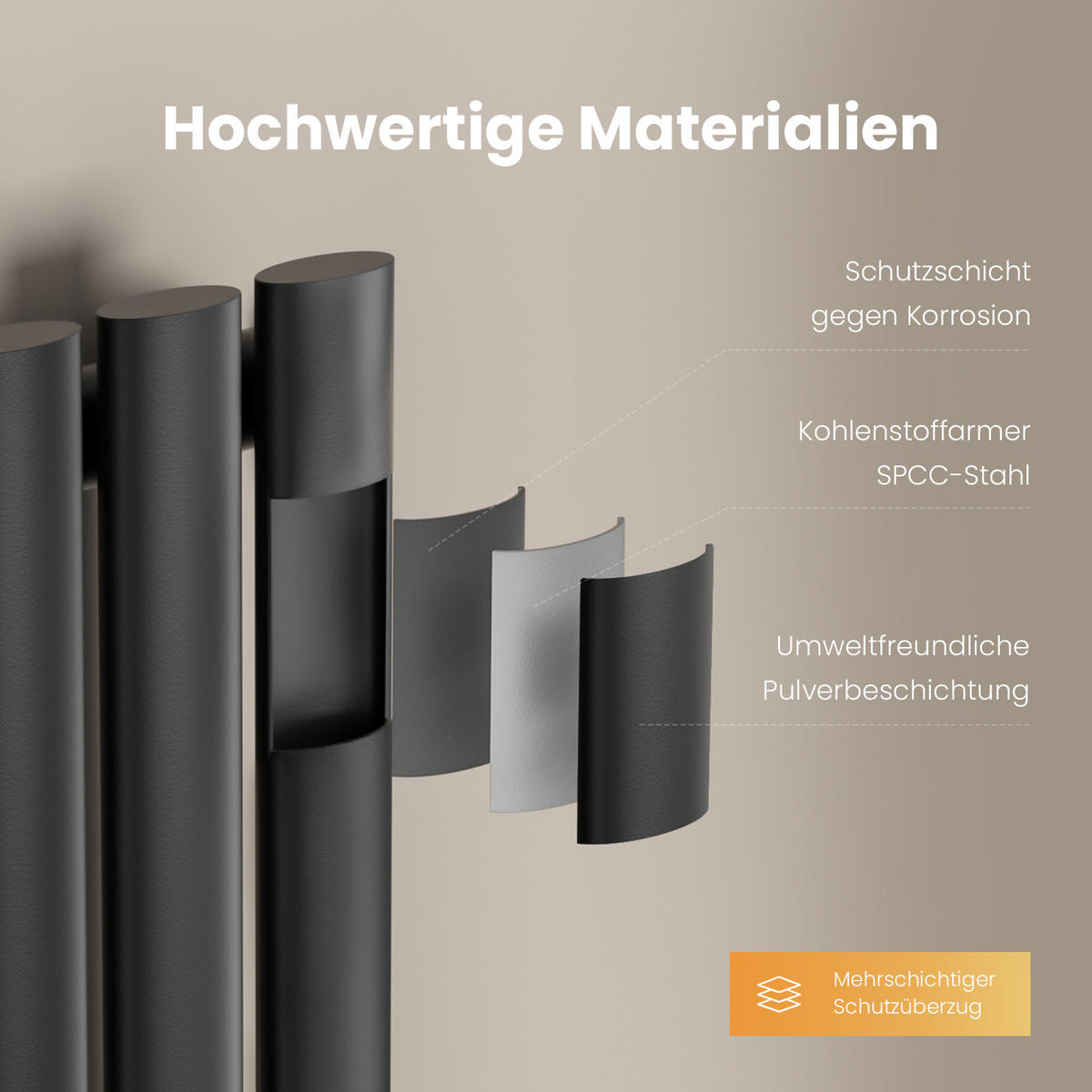 HEIZKÖRPER Doppelrohr vertikal montierbar Anthrazit 24/60/5,8 cm - Anthrazit, Metall (24/60/5.8cm) - EMKE
