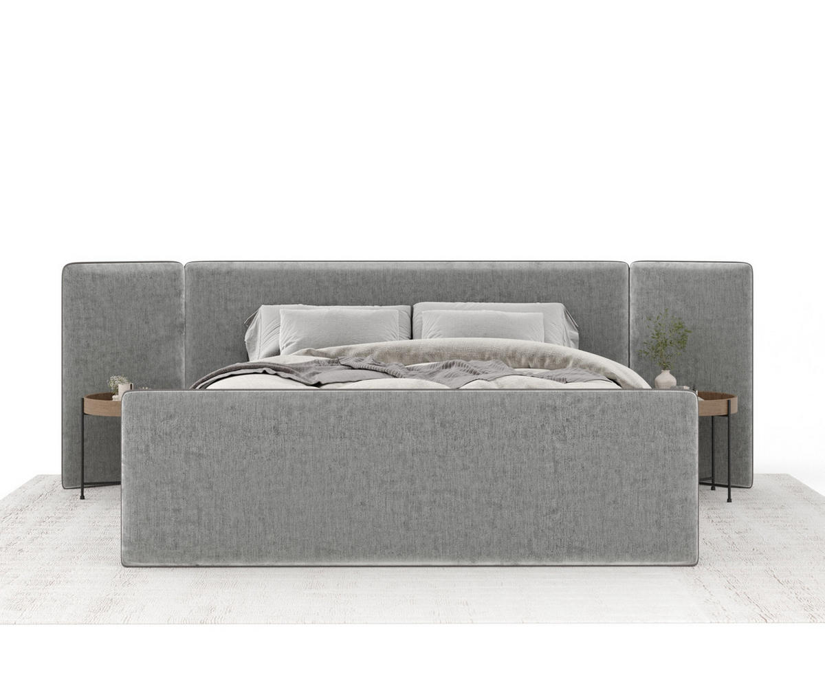 POLSTERBETT Tokyo Hellgrau 200/200 cm - Hellgrau/Naturfarben, Holz/Holzwerkstoff (200/200cm) - Maison de Reve
