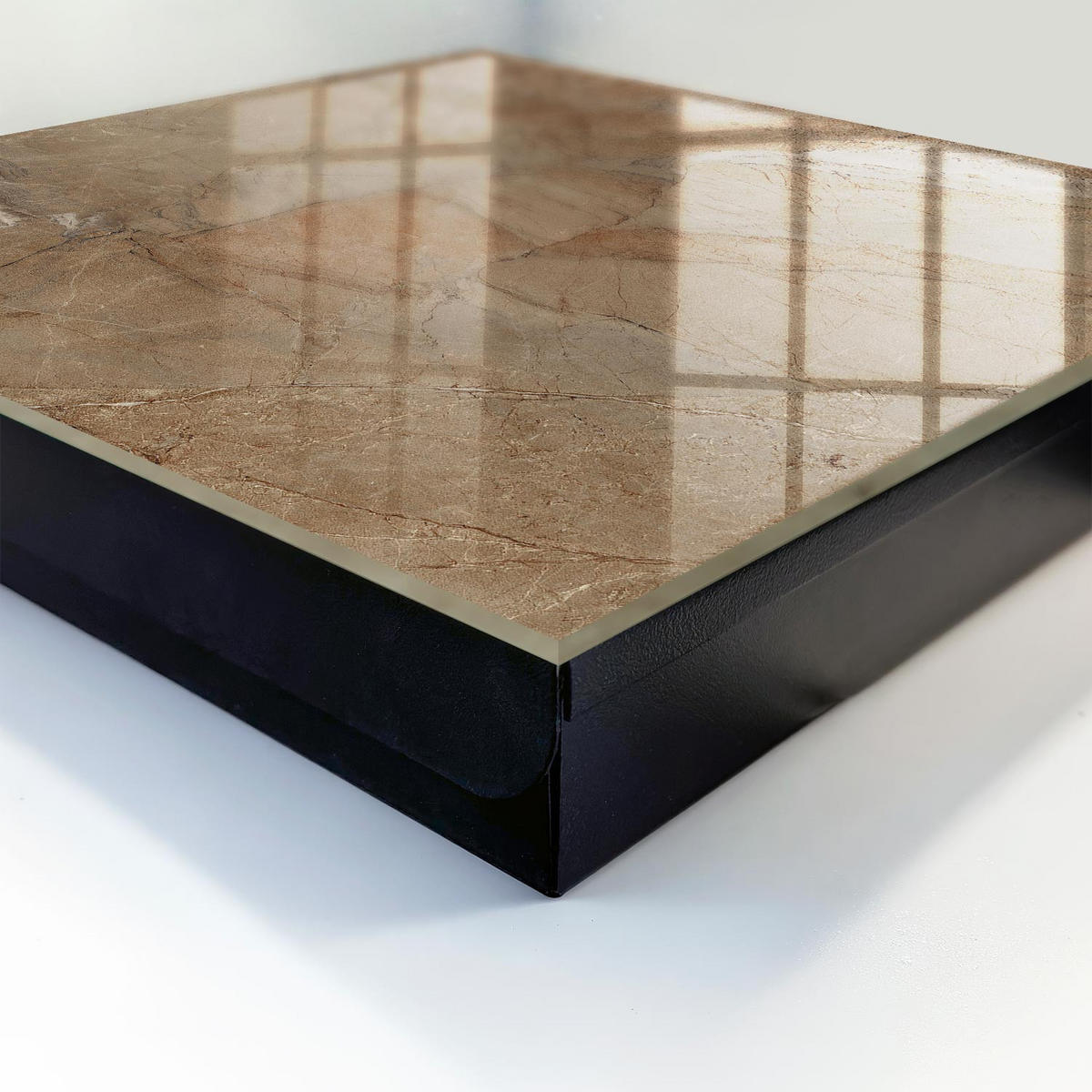 SCHLÜSSELBOX Schwarz 30x30 cm- Türöffnung nach rechts - Steintextur - Hellbraun, Metall (30/30/5cm) - TULUP