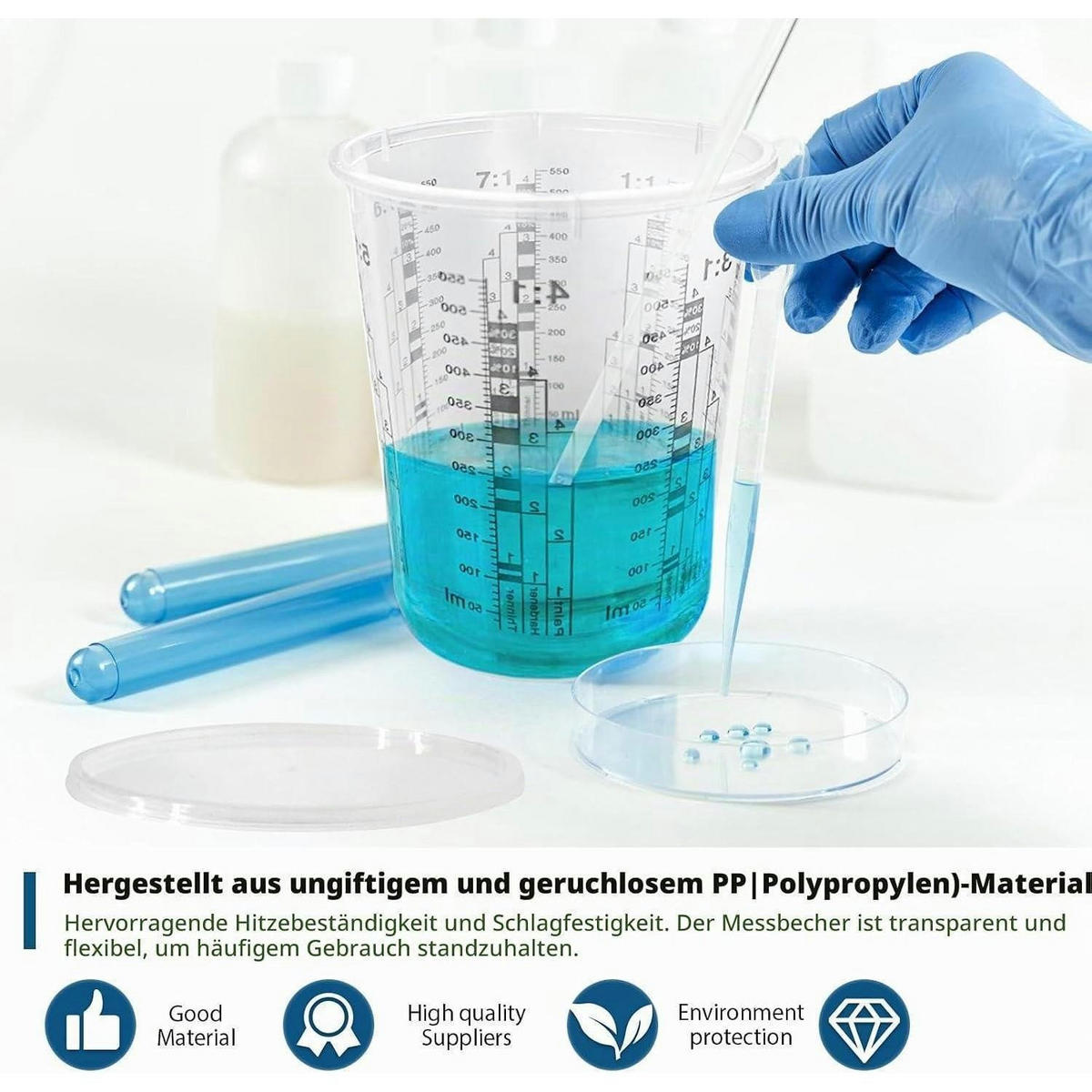LACKMISCHBECHER 20-teiliges Set 680 ml mit Deckel - Transparent, Kunststoff (0.68L)