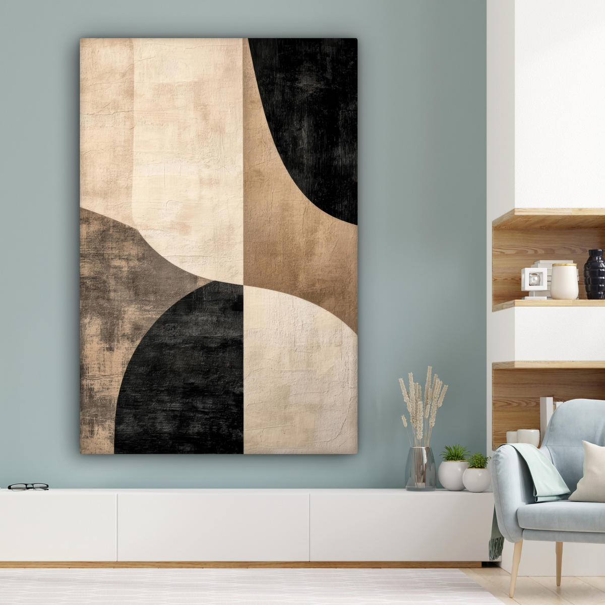 SLIKA NA PLATNU Apstraktne površine 90x140 cm - bež, tekstil (90/140cm) - MuchoWow