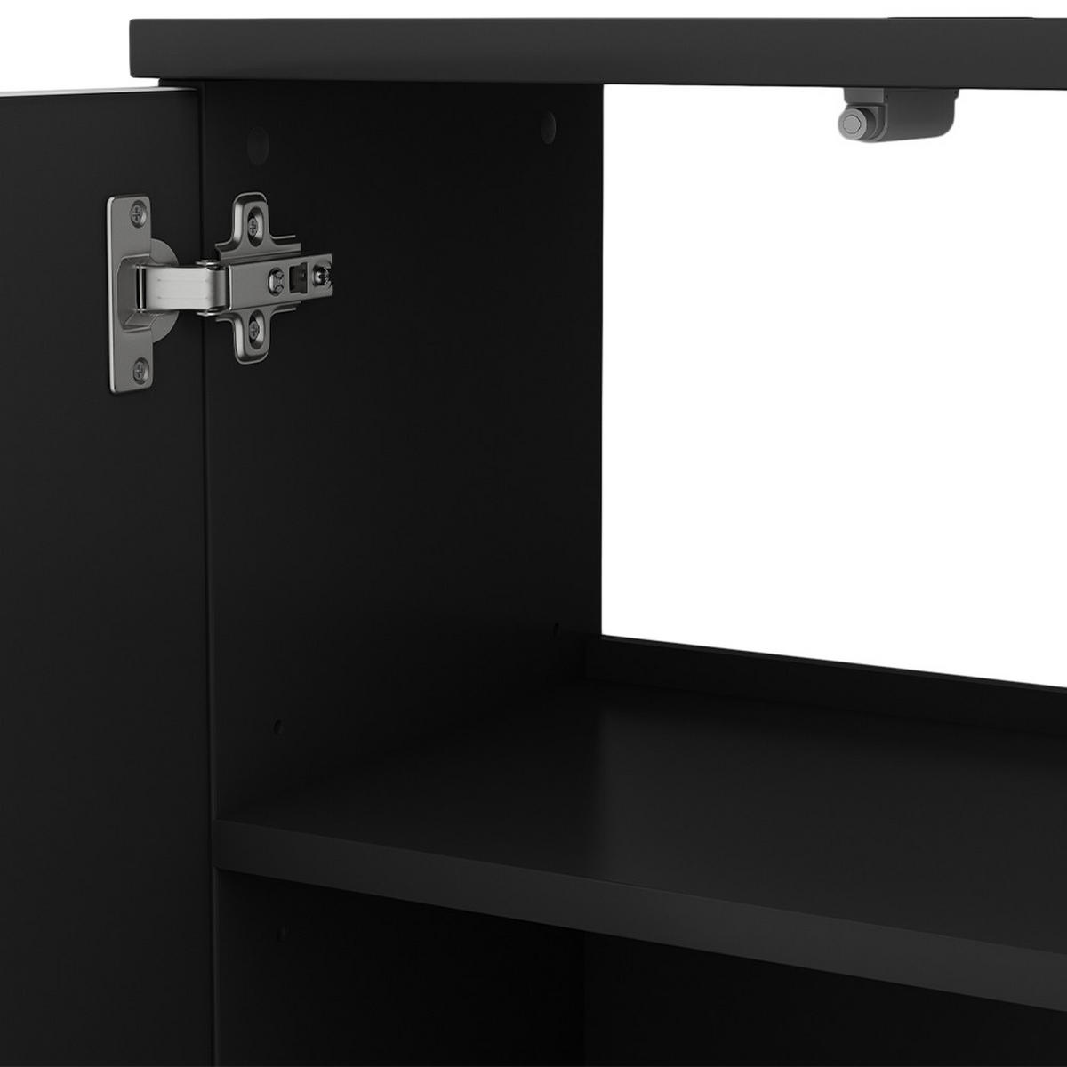 WASCHBECKENUNTERSCHRANK Edge Schwarz 60 x 57 cm mit 2 Türen - Schwarz/Weiß, Holzwerkstoff (60/57/30cm) - Vicco