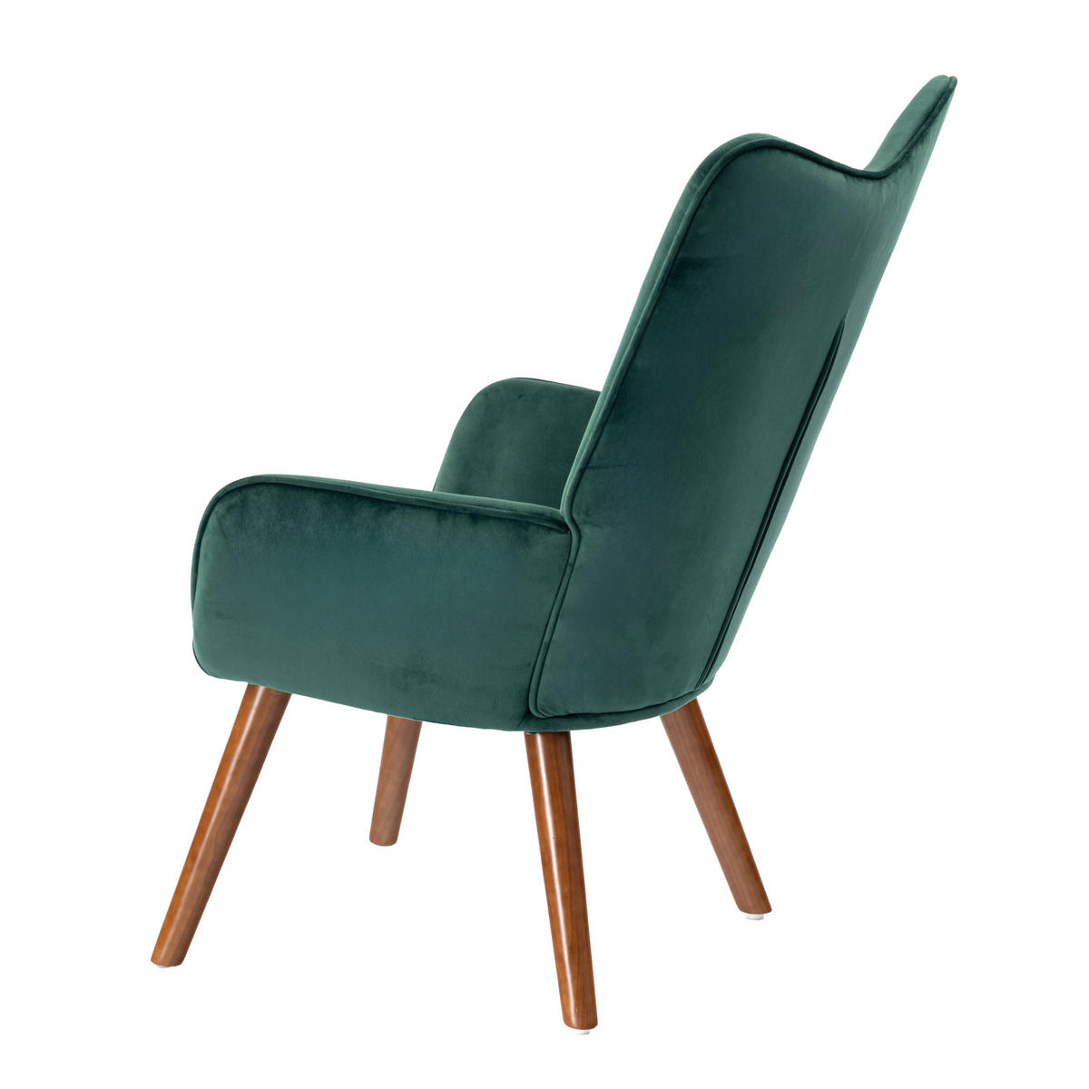 SESSEL Samt, Füße aus Massivholz Grün - Dunkelgrün/Dunkelbraun, Holz/Buchenholz (61/91.5/69cm) - Urban Meuble