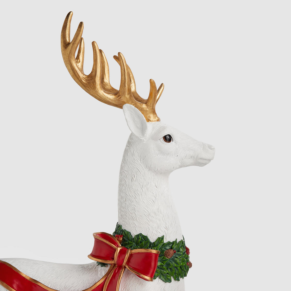 DEKOFIGUR Wreathdeer, Weiß, 55.5 x 11 x 35 cm, Dekorative Weihnachtsdeko - Weiß, Kunststoff (11/55.5/35cm) - home&you