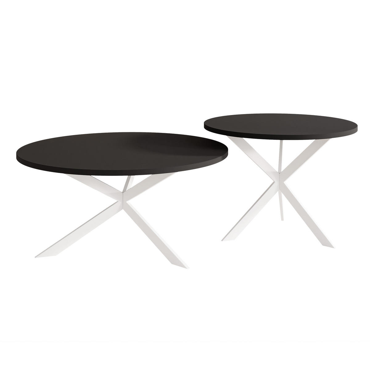 COUCHTISCH rund auf MDF, Schwarz - Schwarz/Weiß, Holzwerkstoff (75/75/36cm) - Idohome