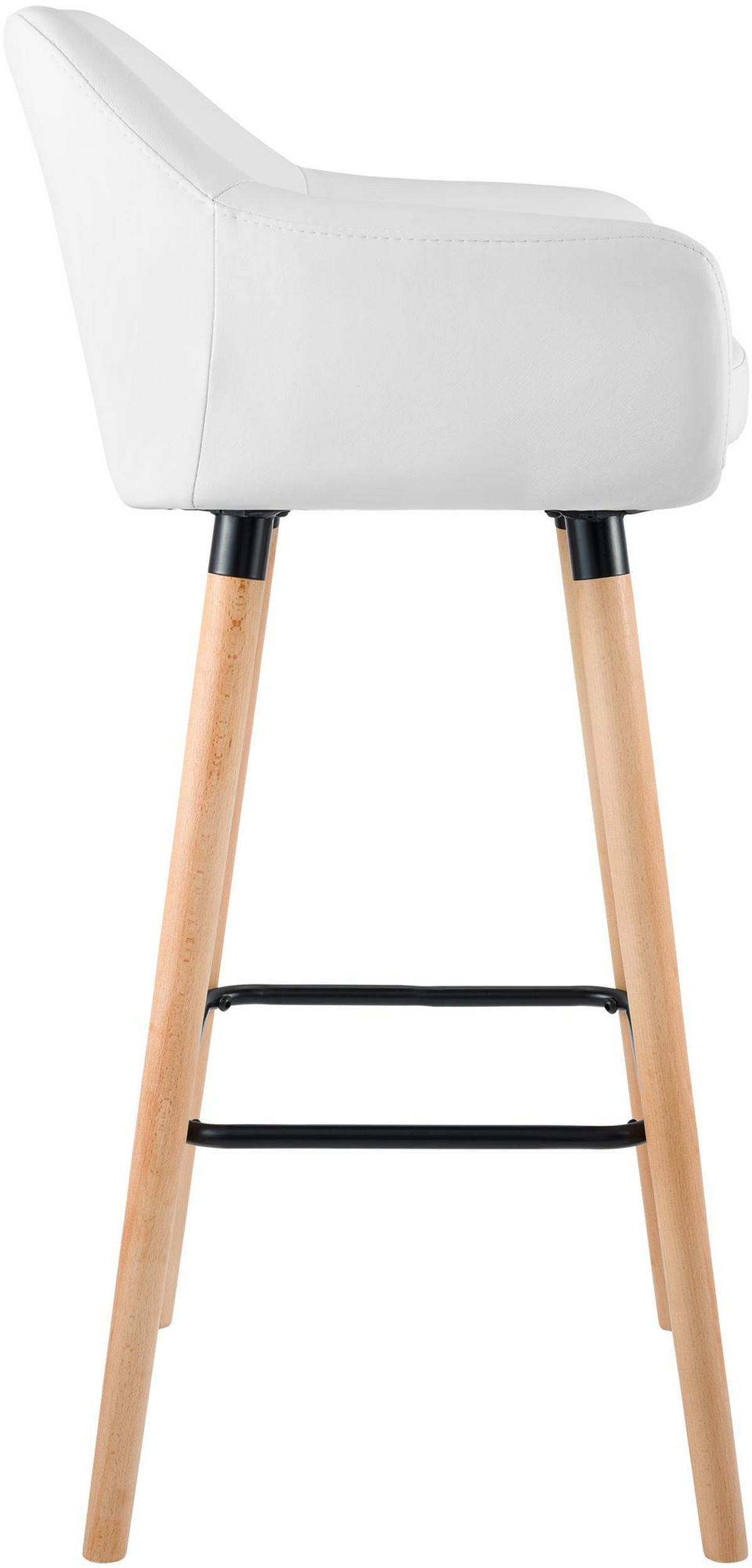 BARHOCKER 2er Set Lederlook weiß - Eukalyptusholzfarben/Weiß, Holz/Textil (55/99/46cm) - CLP