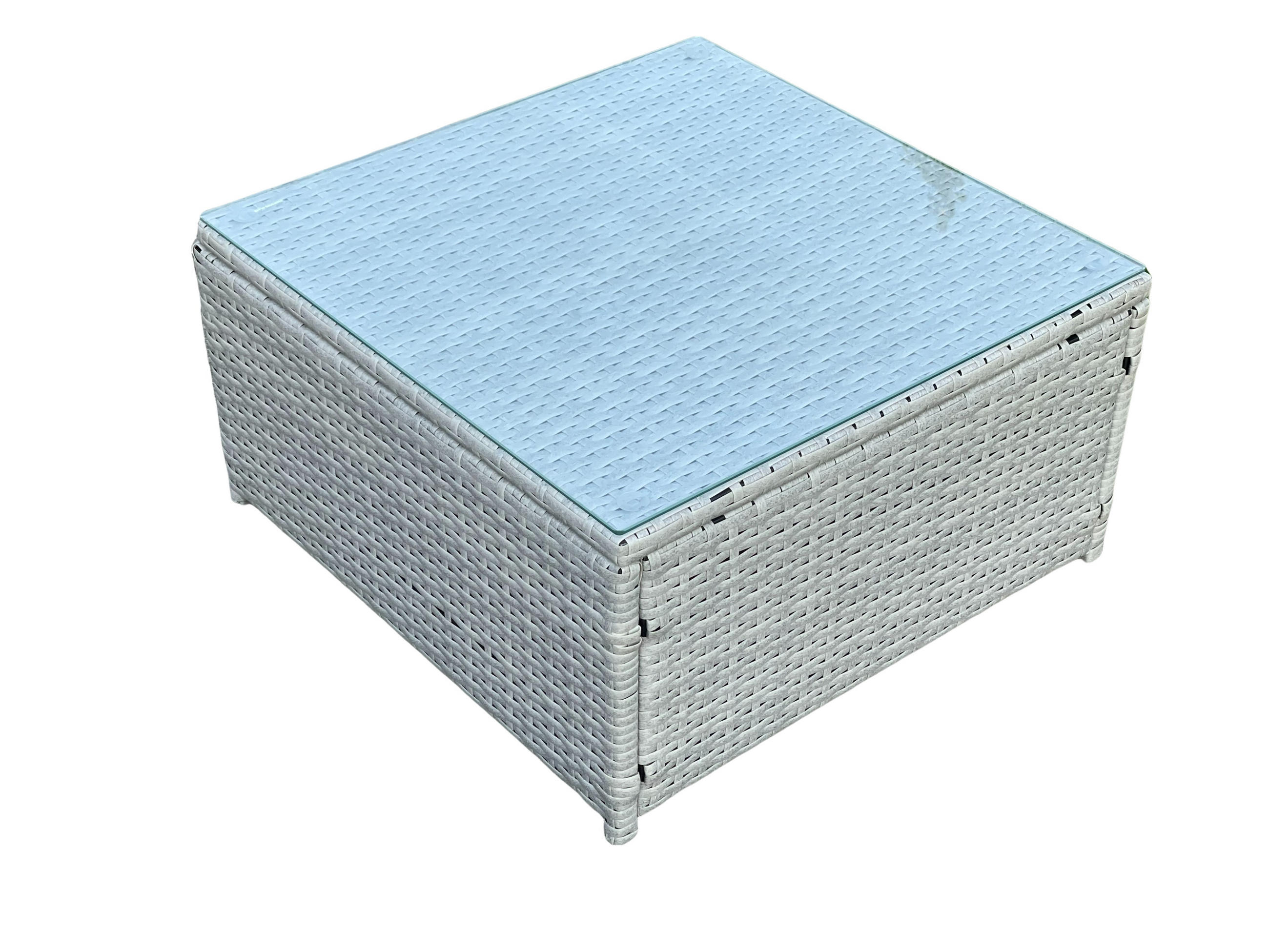 COUCHTISCH QUADRATISCH Polyrattan - Hellgrau, Metall (65/65/34cm) - Fimous