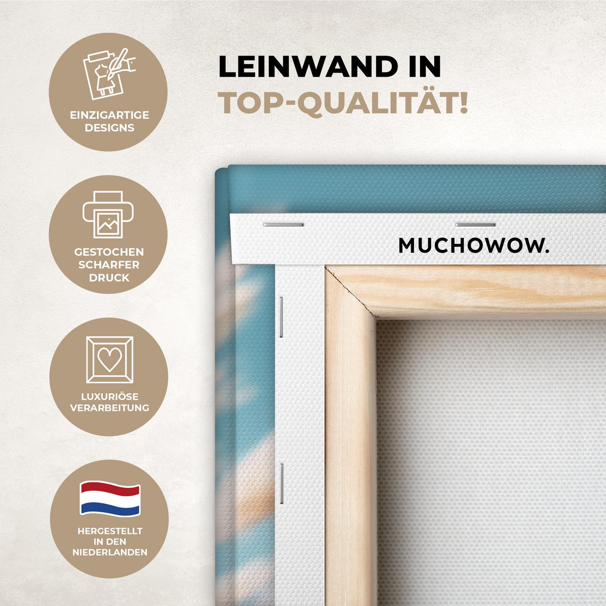 LEINWANDBILD Ziergras - Wind - Hellbraun Wandbild Wohnzimmer 60x80 cm - Hellblau, Textil (60/80cm) - MuchoWow