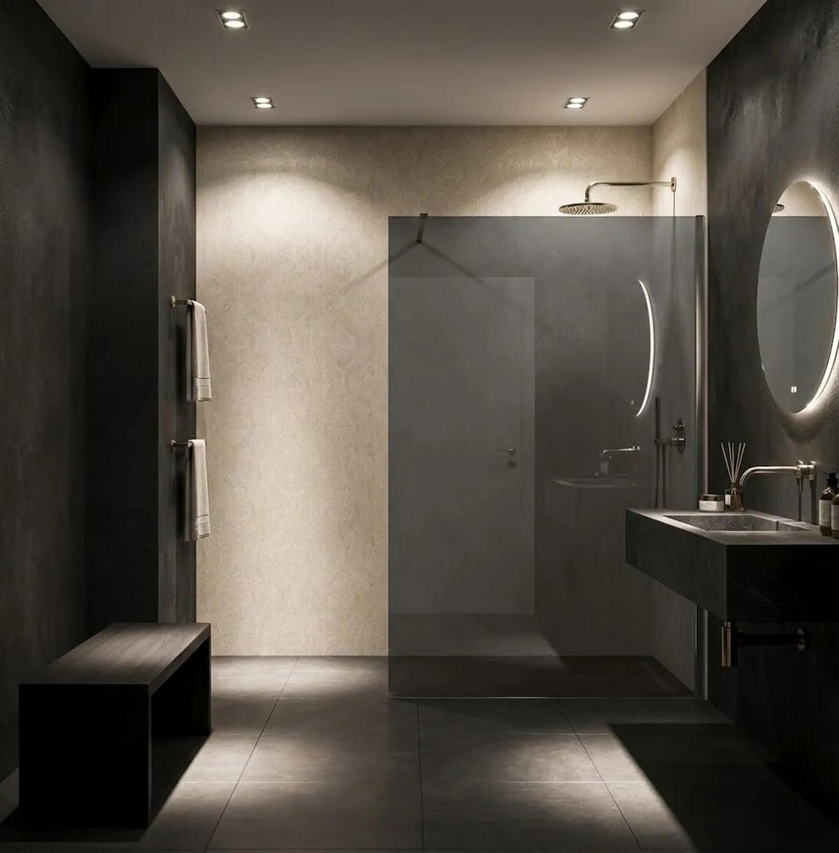 DUSCHWAND Rea Flexi Grey / Chrome 80 - Chromfarben, Glas (120/80/195cm) - REA