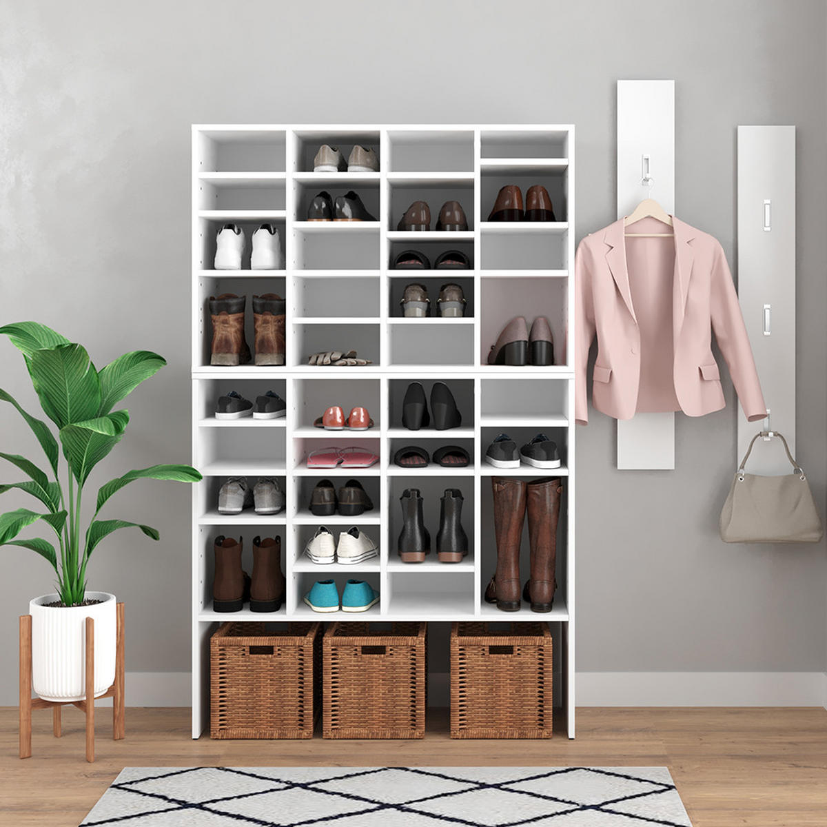 SCHUHREGAL Lysander Weiß 104 x 65.5 cm - Weiß, Holzwerkstoff (104/65.5/33cm) - Vicco