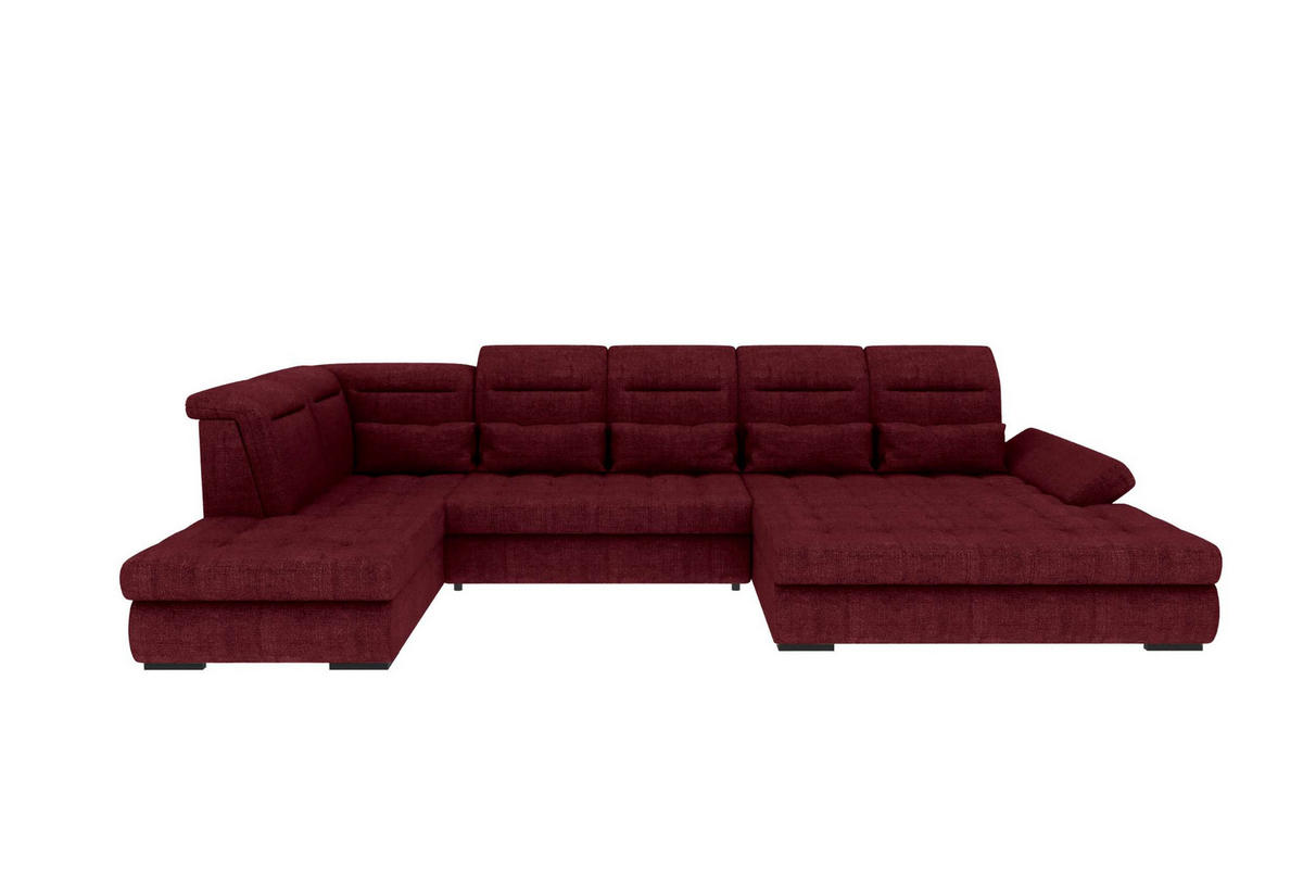 WOHNLANDSCHAFT Toscana Velours inkl. Schlaffunktion - Bordeaux, Textil (358/87/208cm) - 99rooms