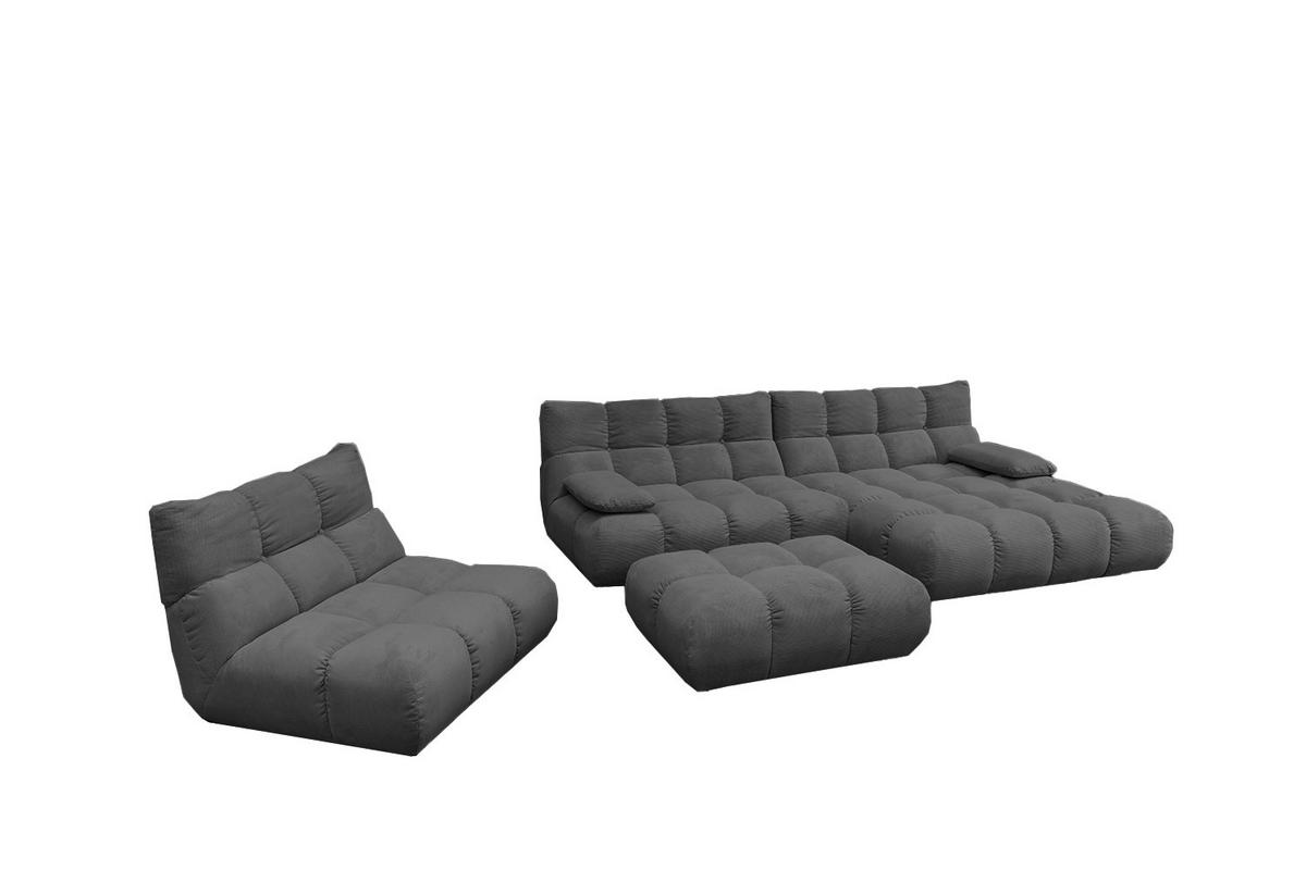 SITZGRUPPE VIVIEN 3ER SET Anthrazit Cord - Anthrazit, Kunststoff/Textil (510/85/359cm) - KAWOLA