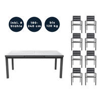 SITZGRUPPE CALIDO MADERA - 9 tlg. - Anthrazit, Metall - Home Deluxe