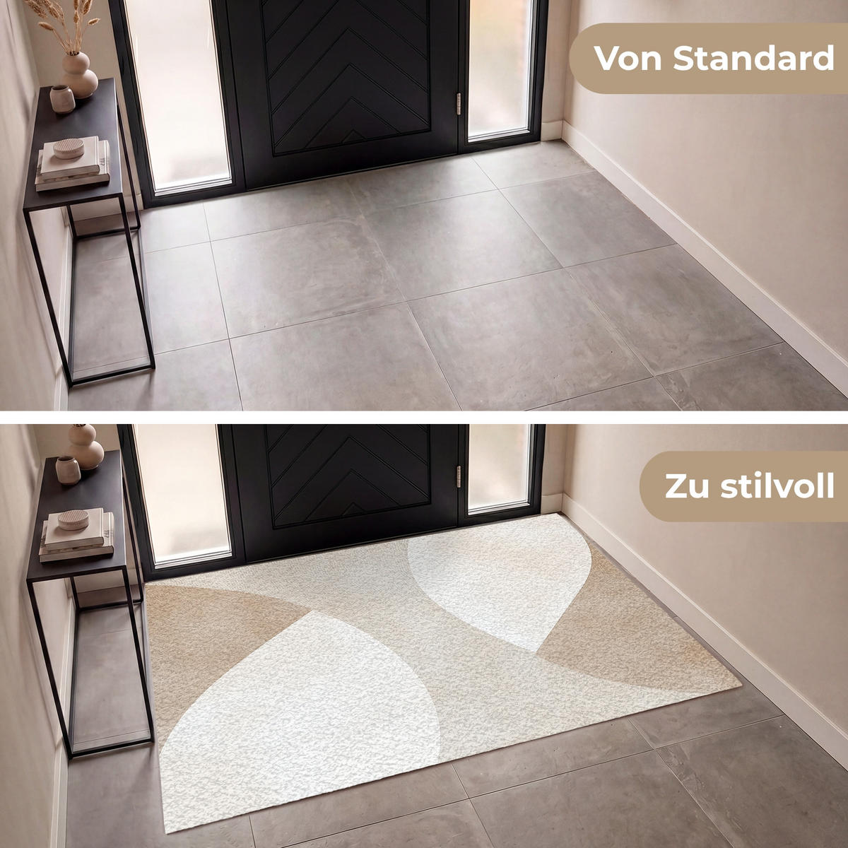 FUSSMATTE Braun - Japandi - Abstrakt Schmutzfangmatte 180x120 cm - Beige, Kunststoff (180/120cm) - MuchoWow