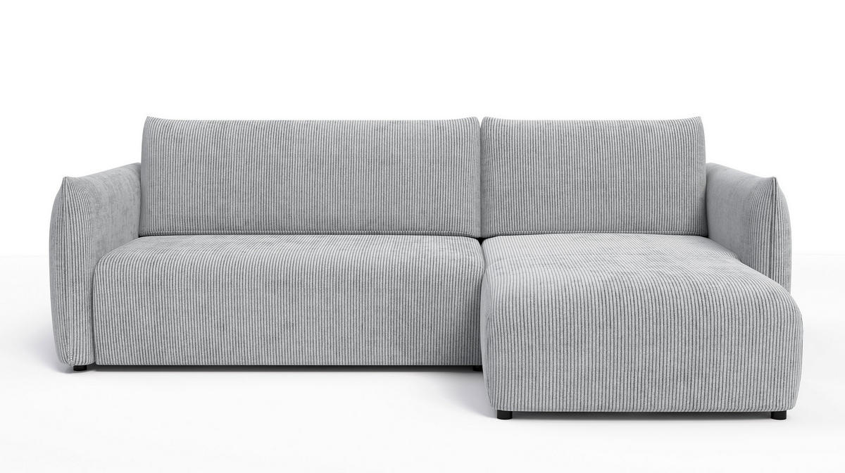 ECKSOFA TAUER 3-Sitzer links, hellgrau - Hellgrau/Schwarz, Holz/Textil (248/173cm) - Courtois Laville