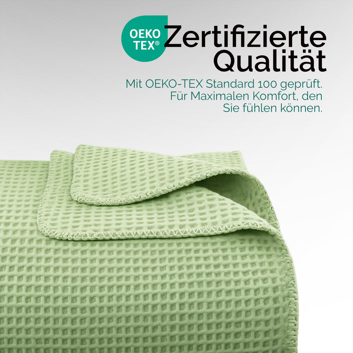 KUSCHELDECKE Waffelpiqué 140x200 cm Altgrün - Hellgrün, Textil (140/200cm)