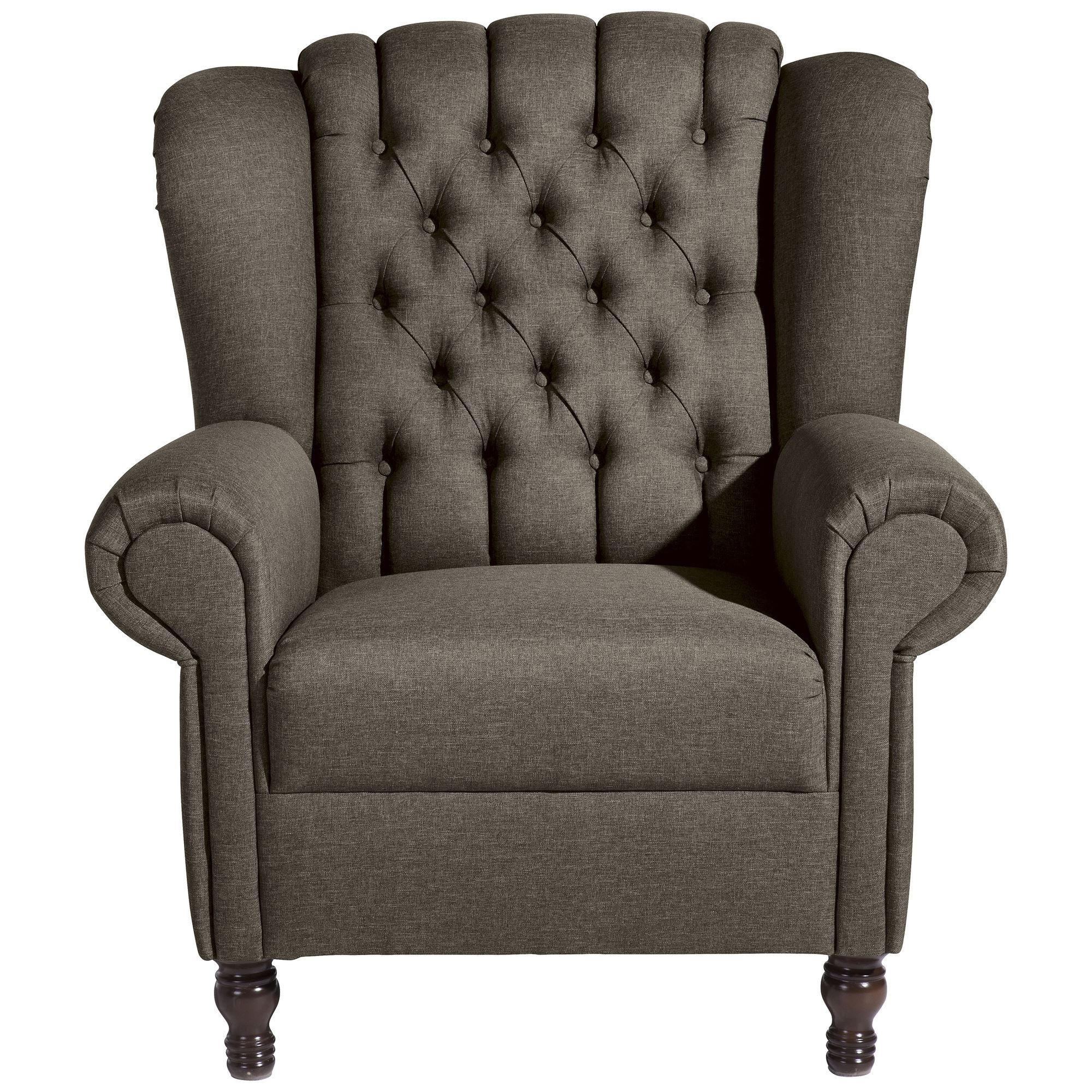 OHRENBACKENSESSEL Katreen Bezug Flachgewebe Buche nussbaum dunkel / braun - Braun, Kunststoff (91/101/90cm) - 58aufmkessel
