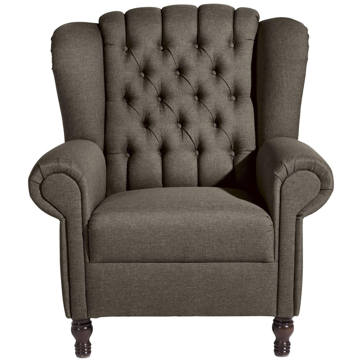 OHRENBACKENSESSEL Katreen Bezug Flachgewebe Buche nussbaum dunkel / braun - Braun, Kunststoff (91/101/90cm) - 58aufmkessel