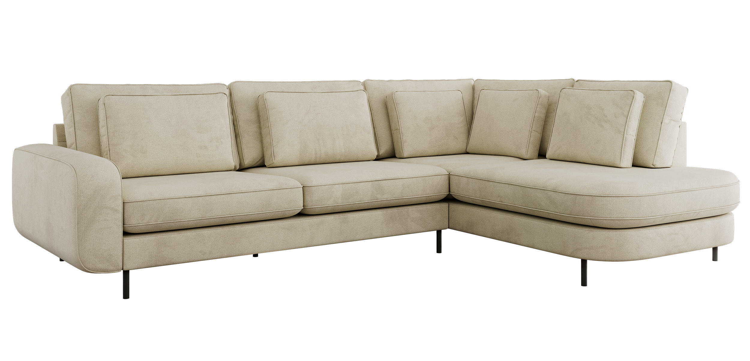 ROHOVÁ SEDAČKA CALENO L - Béžová Samet - Levá Strana - černá/béžová, kov/textil (317/225cm) - MKS