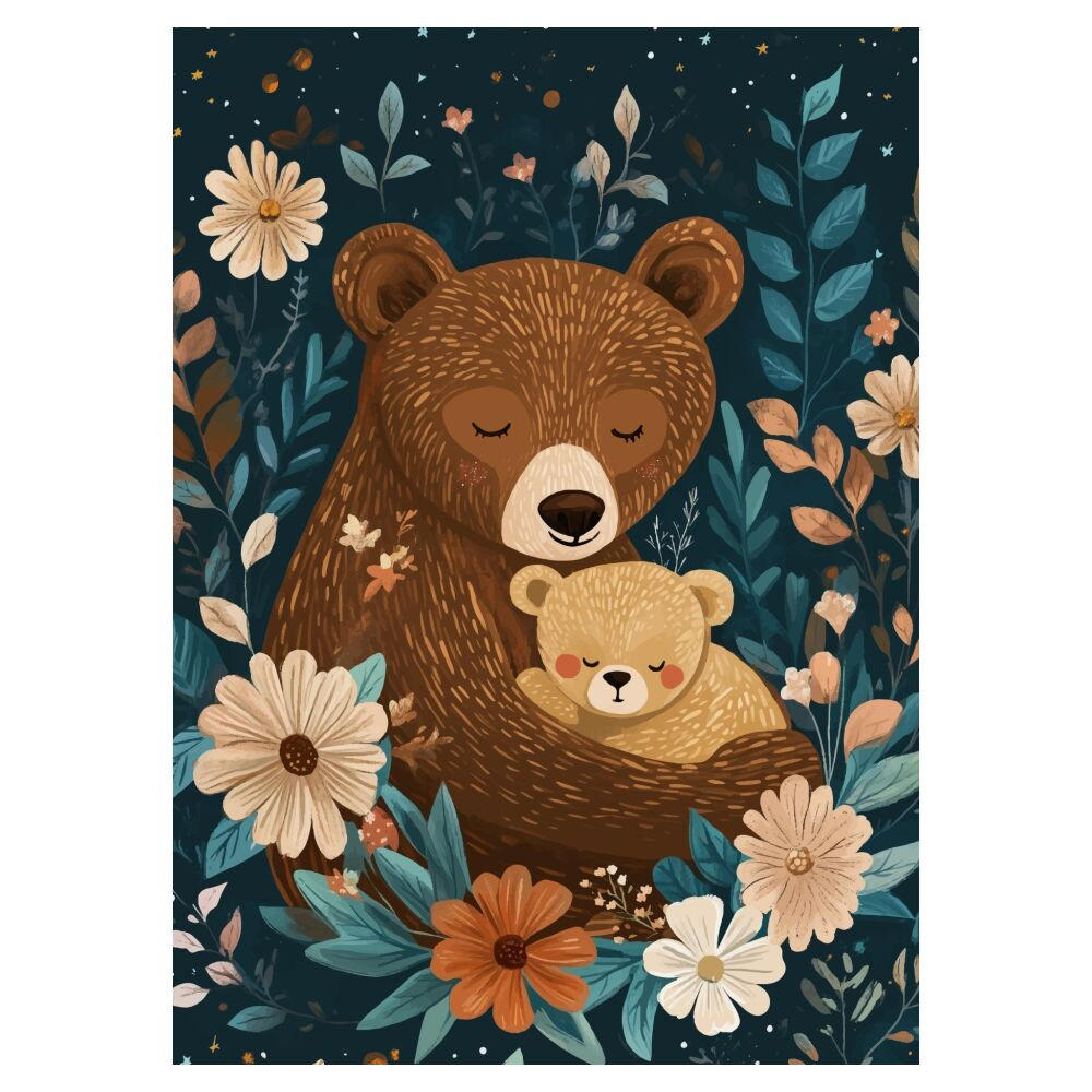 POSTER Affordable Art Prints x Andreas Magnusson - Mama Bear with Cub - Blau, Papier (50/70/0.1cm) - Poster&Frame
