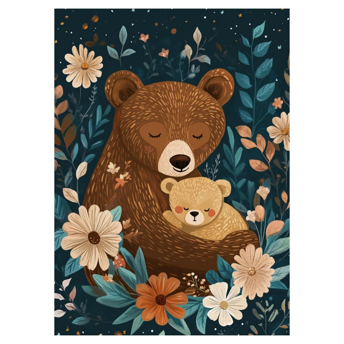 POSTER Affordable Art Prints x Andreas Magnusson - Mama Bear with Cub - Blau, Papier (50/70/0.1cm) - Poster&Frame