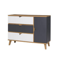 SIDEBOARD Aster 120/90/40 mit drei Schubladen - Eichefarben/Graphitfarben, Holzwerkstoff/Kunststoff (120/90/40cm) - Ravio