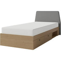 JUGENDBETT Alex mit 2 Schubladen, 90x200 cm, Eukalyptus - Eukalyptusholzfarben/Schwarz, Holzwerkstoff (90/200cm) - Beautysofa