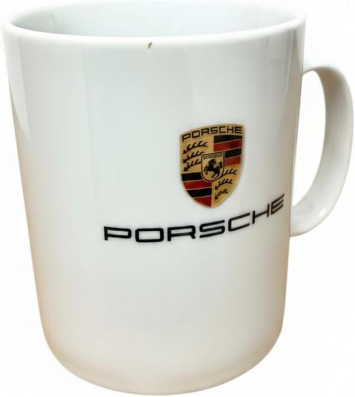 KAFFEEBECHER Porzellan 400 ml weiss – Porsche Wappen ohne Goldrand - Weiß, Keramik (0.4L) - Porsche