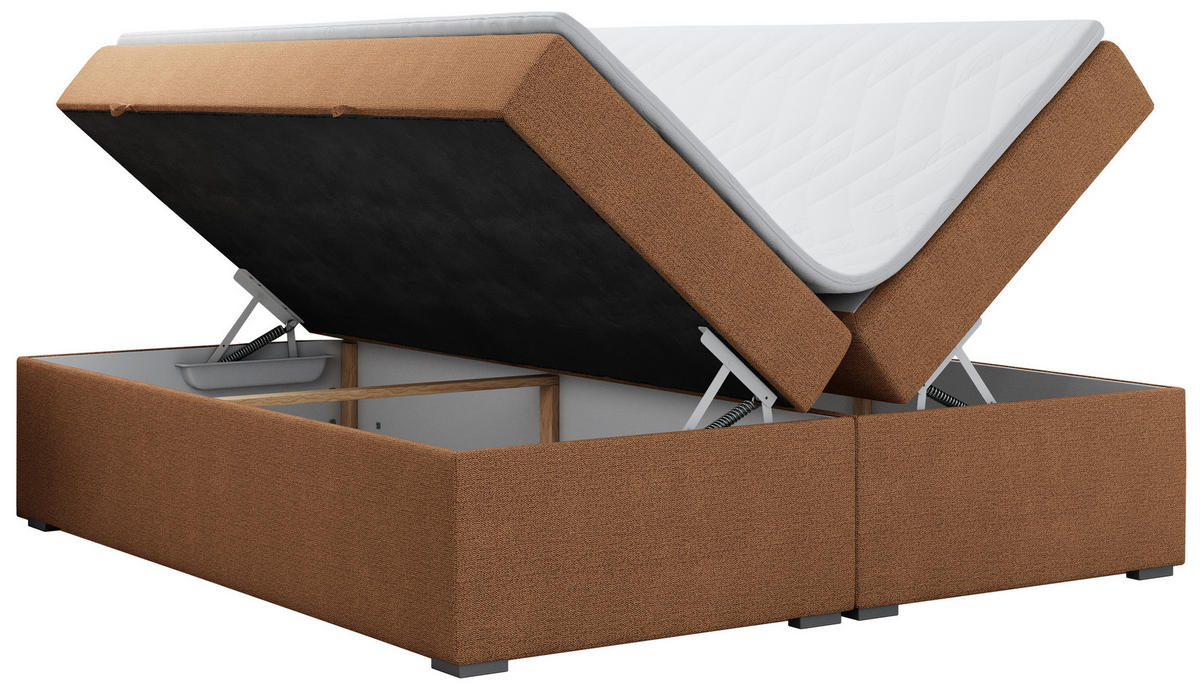 BOXBETT BESS 140/200 Orange Struktur - H4 - Orange, Holz/Textil (140/200cm) - MKS