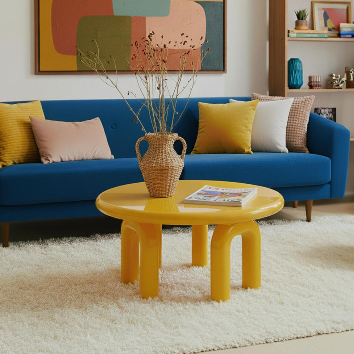 COUCHTISCH, Gelb - Gelb, Holzwerkstoff (80/80/41cm) - Oviala