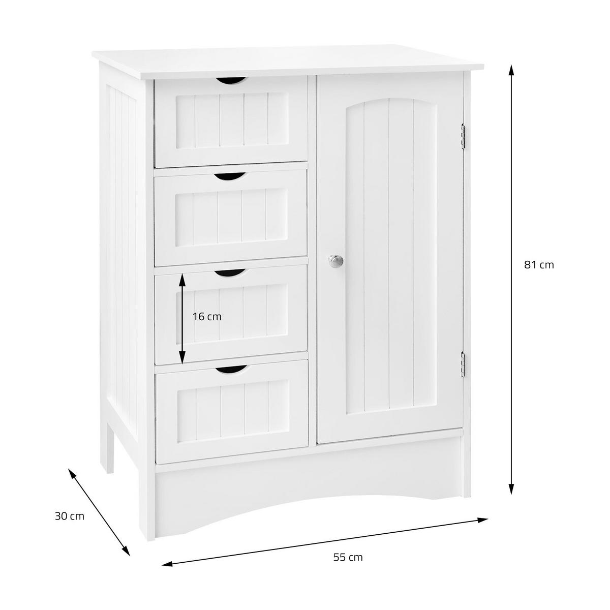 BADEZIMMERSCHRANK Weiß 55/81/30 cm - Weiß, Holzwerkstoff (30/81/55cm) - ML-DESIGN