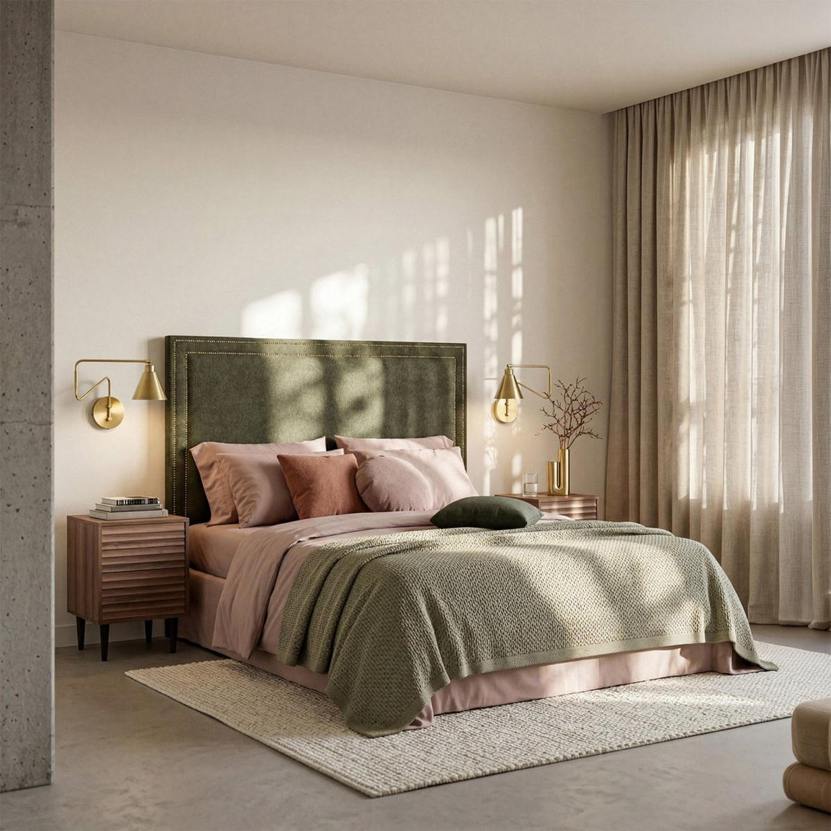 KOPFTEIL DOPPELTES Aiko Grün 165 cm x 120 cm - Grün, Textil (165/7cm) - Klast Home