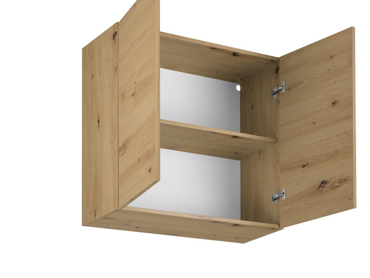 KÜCHENZEILE 140 cm - Langen K14-M140 - in Artisan Eiche / Grau - Schwarz/Eiche Artisan, Holz/Holzwerkstoff (140/210/47cm)