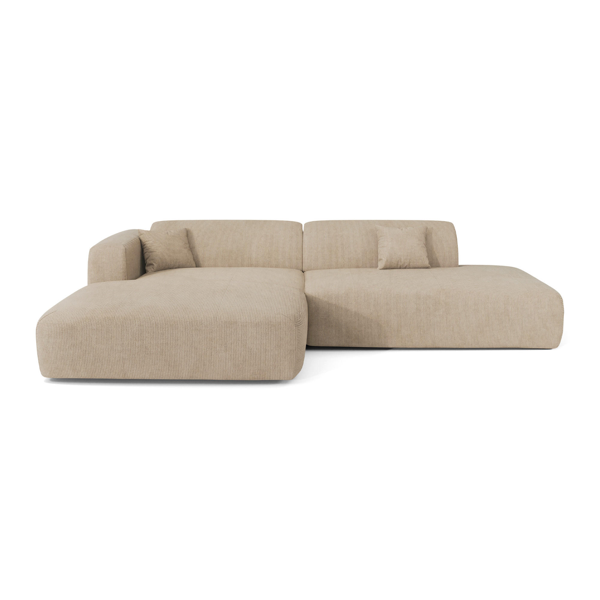 ECKSOFA LINKS Gerippter Samt Beige 310cm - Beige, Textil (300/96cm) - Sia Home