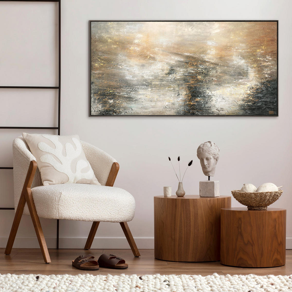 GEMÄLDE Kraft der Elemente Schattenfugenrahmen Grau 160x80 cm - Grau, Holz (160/80cm) - YS-art gallery