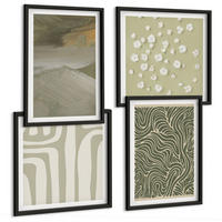 BILDER SET 4er Set - 50x50 cm & 40x60 cm Schwarzer Rahmen - Abstrakte Boho-Muster - Schwarz, Kunststoff (50/50cm) - TULUP