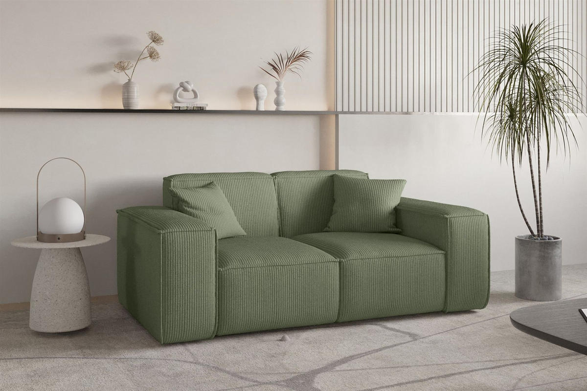 SOFA Celes Premium 2-sitzer Stoff Scala - Jadegrün, Holzwerkstoff/Textil (186/73/88cm) - Fun Möbel